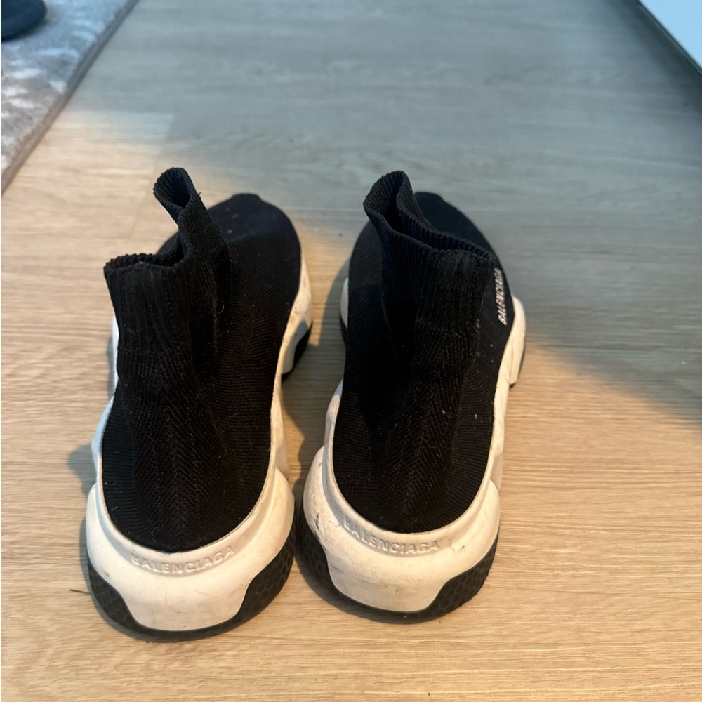 Balenciaga Black Knit Sock Sneaker with White Sole - Picture 4 of 4